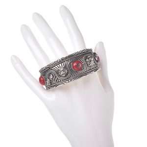 GUCCI Sterling Silver Garden Cuff Bracelet Red